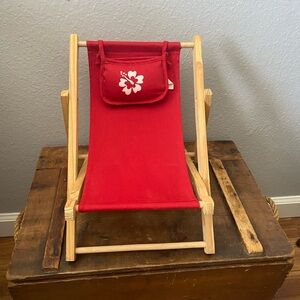 Build-A-Bear beach chair - wood & red canvas